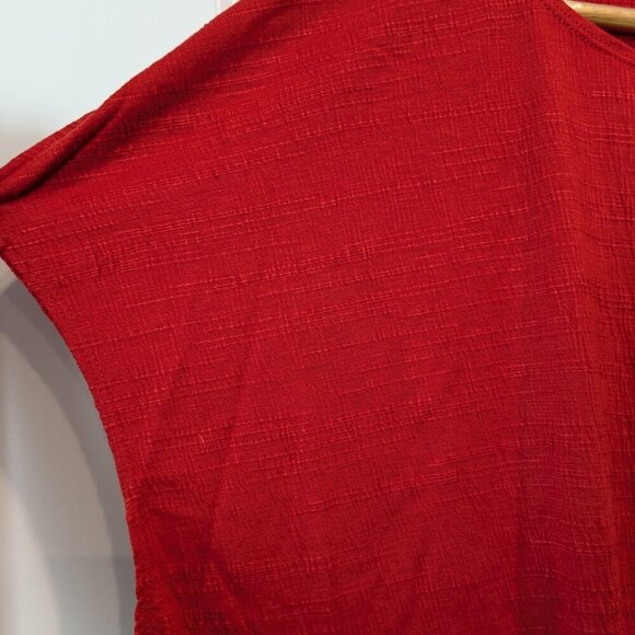 Max Studio Top Size 3X Red Side-Tie Knot Crinkle Knit Short Sleeve Blouse NWT - Picture 6 of 14